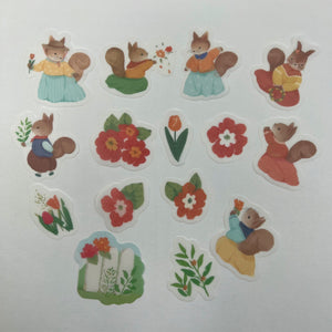Adorable Squirrel Family Washi Paper Stickers