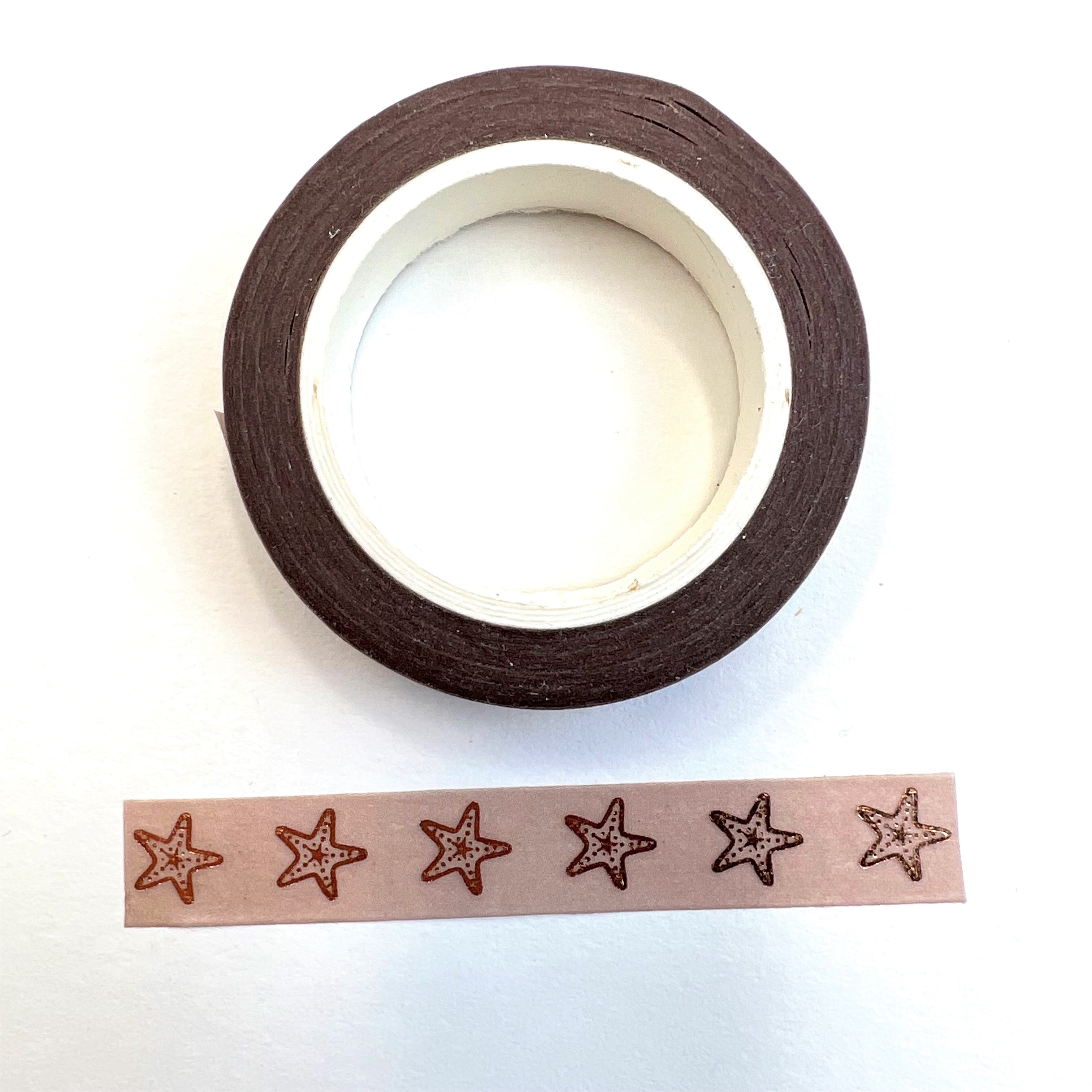 Pink and Gold Foil Starfish Thin Washi Tape