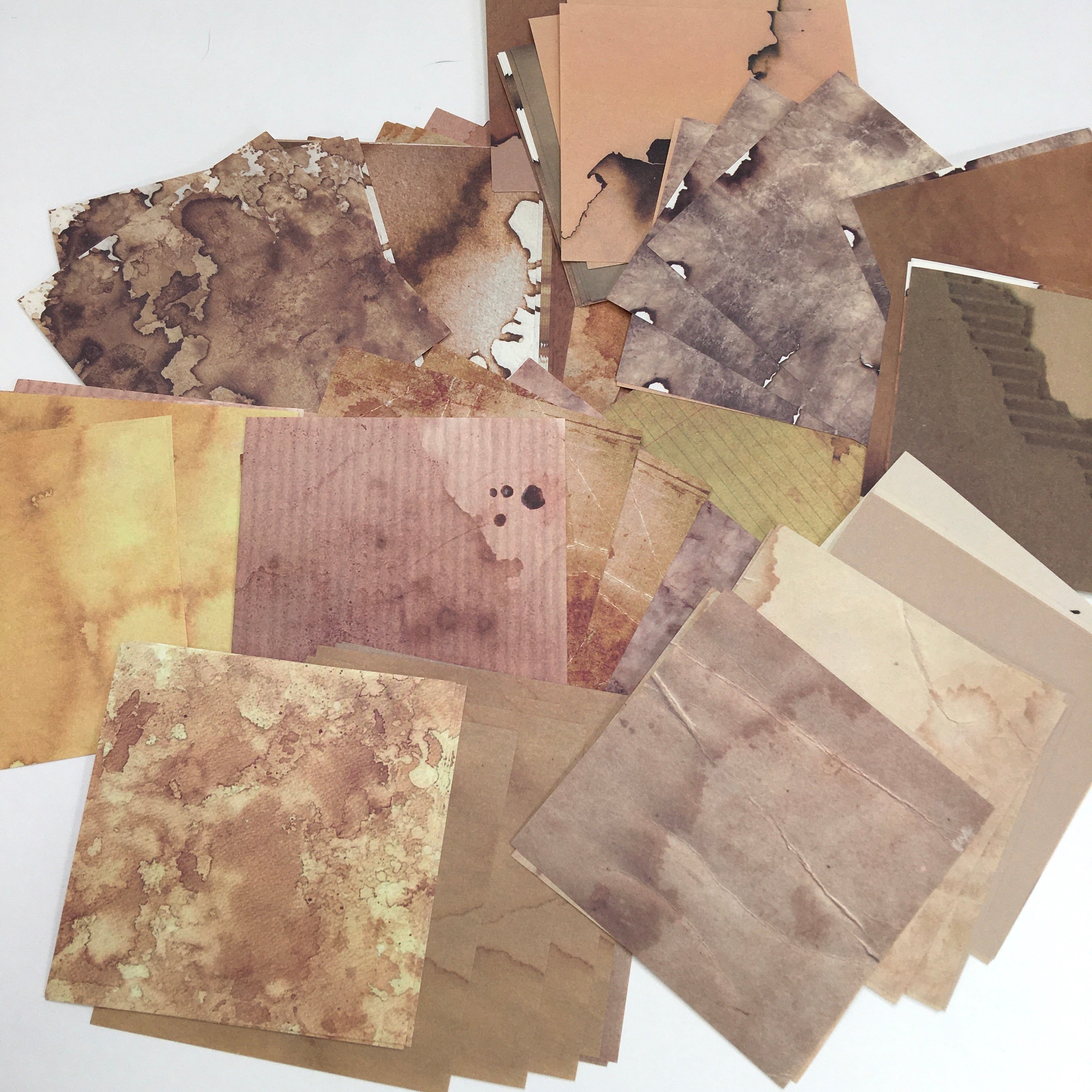 Coffee Stain Collage Paper Pack